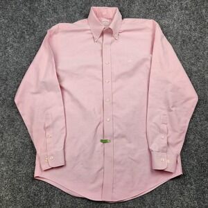 Brooks Brothers Dress Shirt Mens Medium Pink Solid Non-Iron 346 Button Down